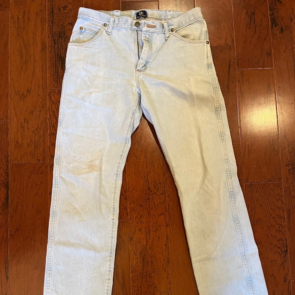 Men's Wrangler vintage bleach light wash jeans, 47 regular fit, 32x34